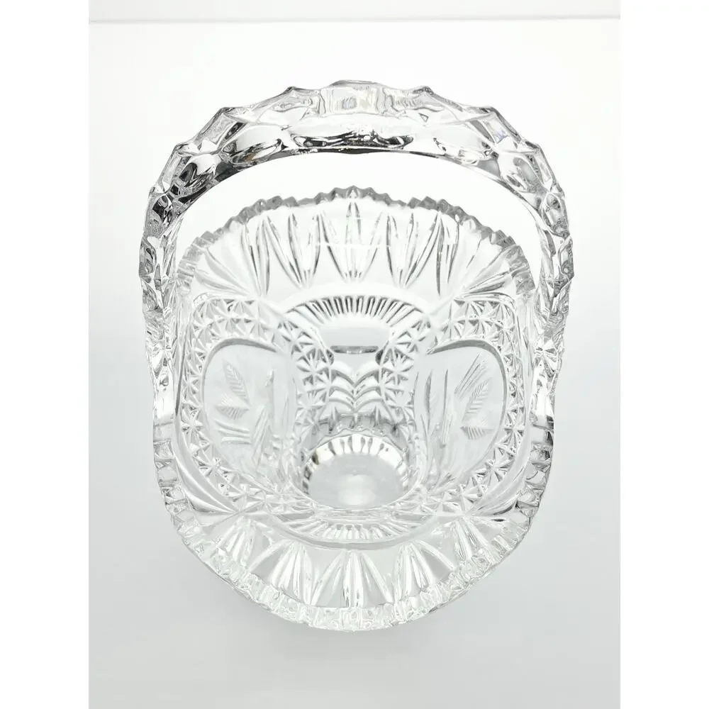 Hofbauer “Byrdes” Large Cut Crystal Deep Handled Basket 10 1/2”